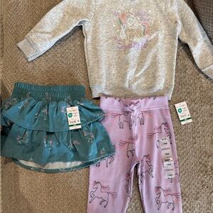 Garanimals Teal Unicorn Skirt & Sweat Set